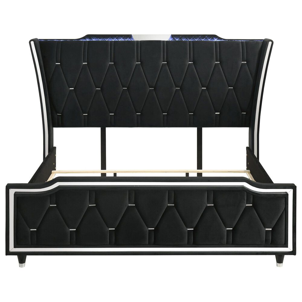Pacific Landing Lorient 5 Piece King Wingback Bedroom Set in Black Velvet, , large