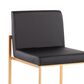 Lumisource Fuji High Back Counter Stool with Black Faux Leather Cushion in Gold (Set of 2), , large