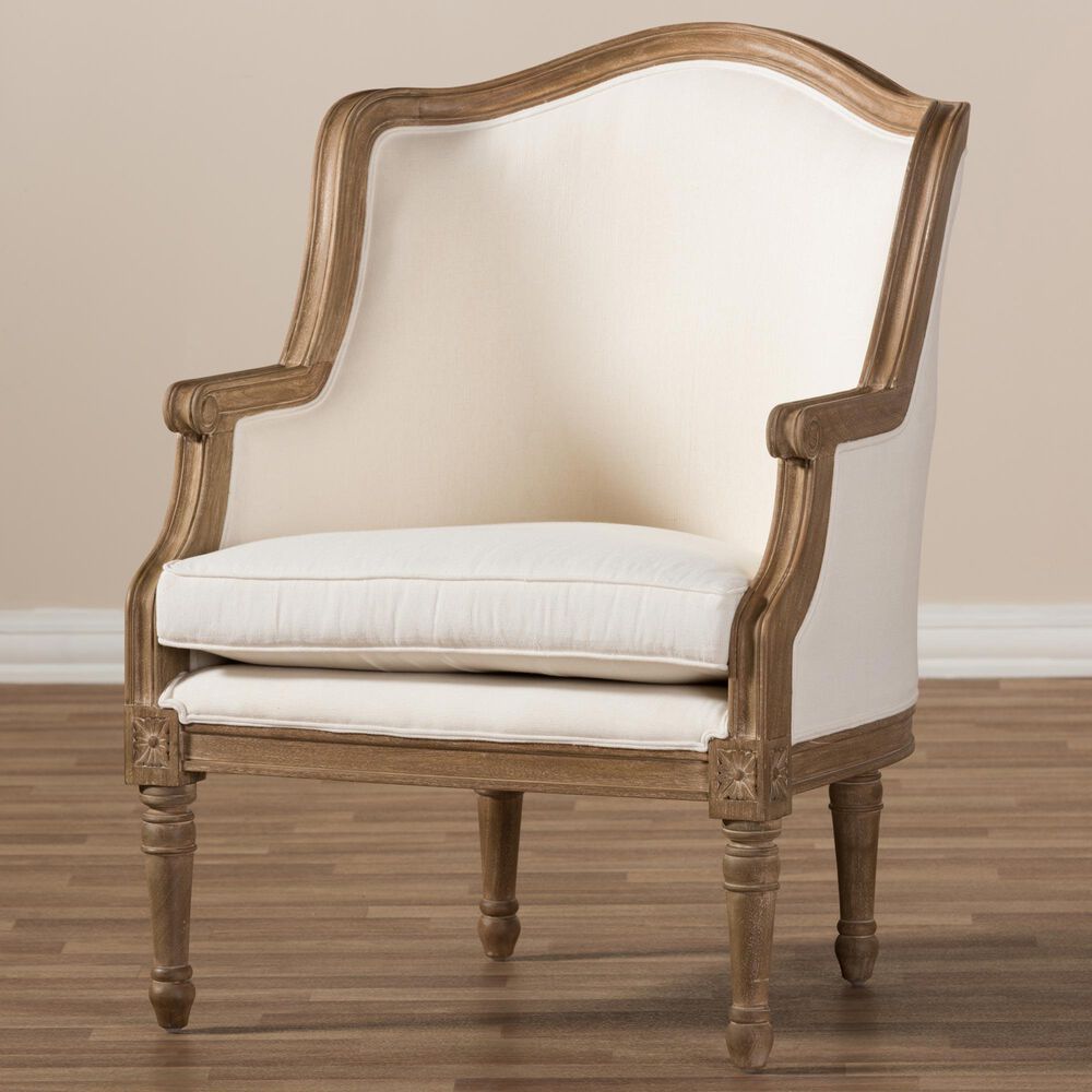 Baxton Studio Charlemagne Accent Chair in Beige, , large