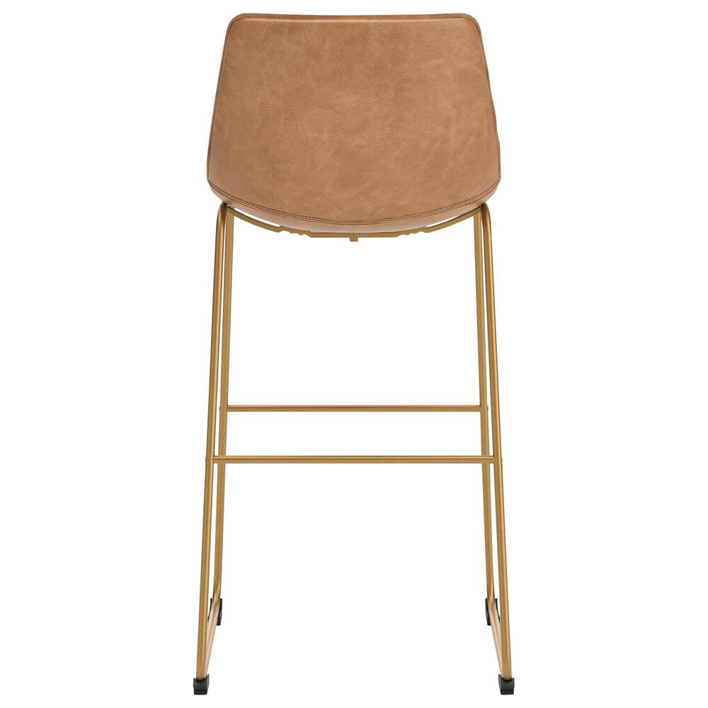 Ashley Ciabori 28.38" Faux Leather Barstool in Gold, , large