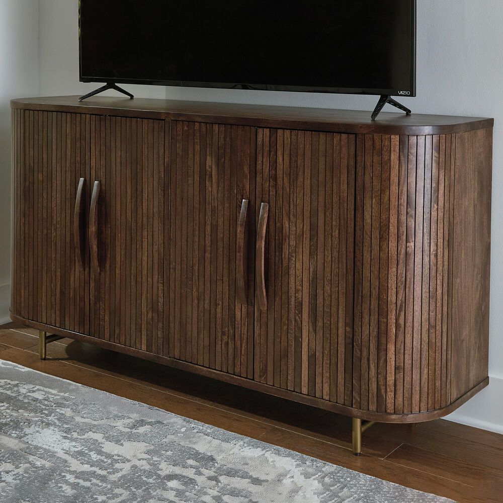 Ashley Amickly 68&quot; Accent Cabinet in Dark Brown, , large