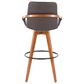 Lumisource Cosmo Swivel Barstool with Brown Cushion in Walnut and Black, , large