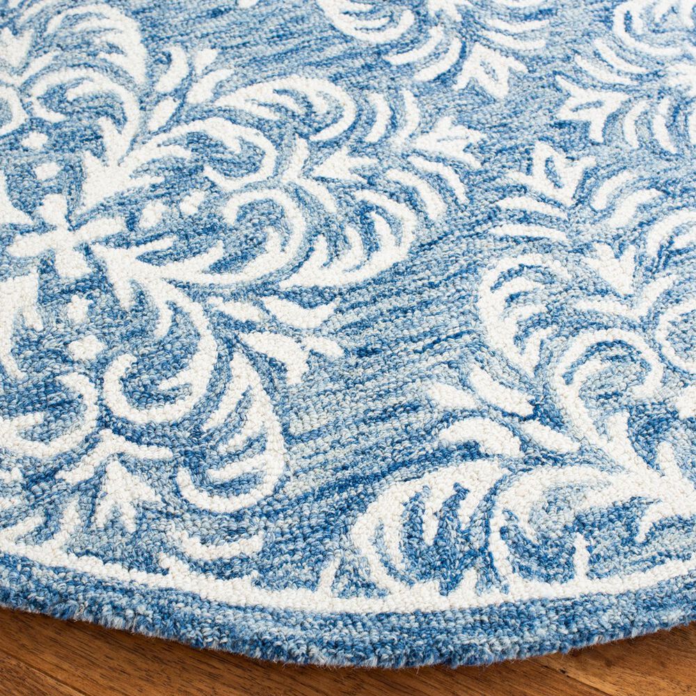 Safavieh Micro-Loop MLP515M 5&#39; Round Blue and Ivory Area Rug, , large