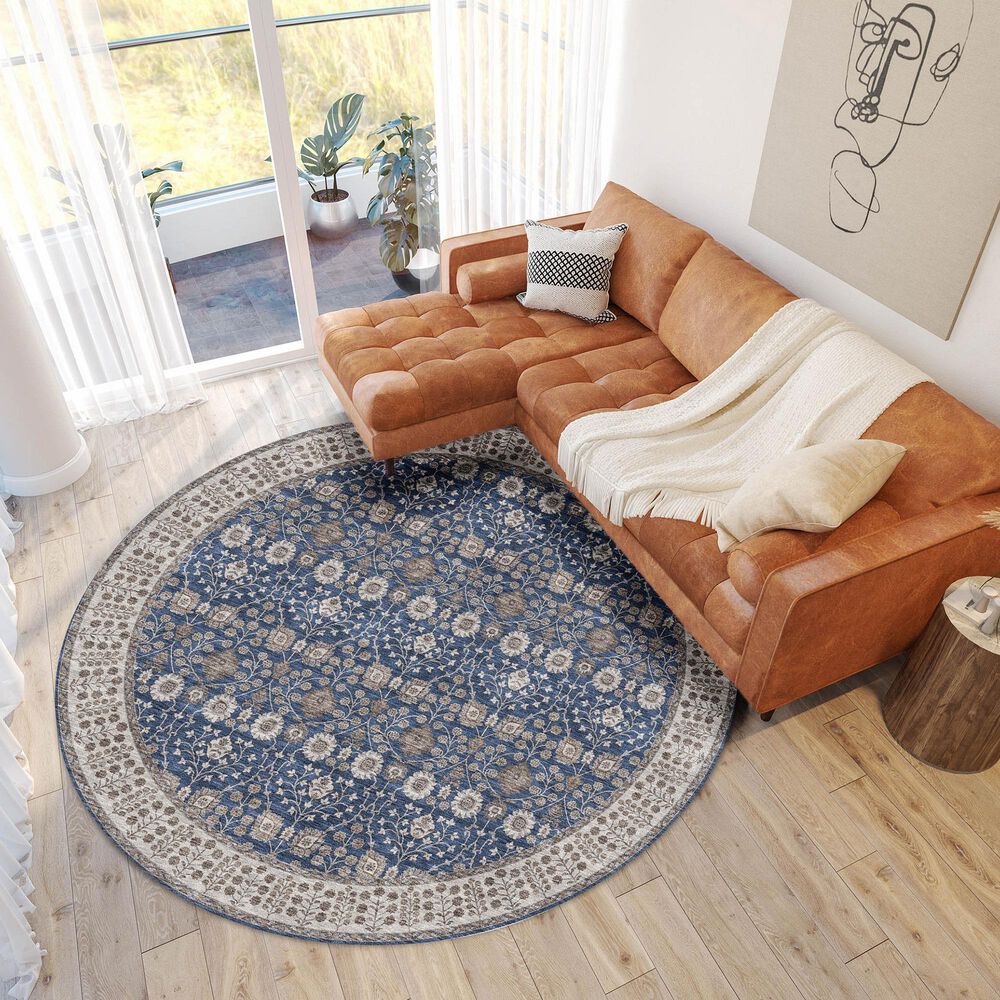 Dalyn Rug Company Hatay HY8 8&#39; Round Navy Area Rug, , large