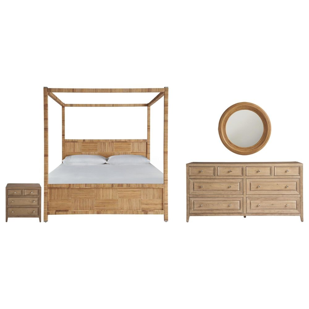 Universal Furniture Weekender 4-Piece Queen Canopy Bedroom Set in Natural and Sand Dune, , large