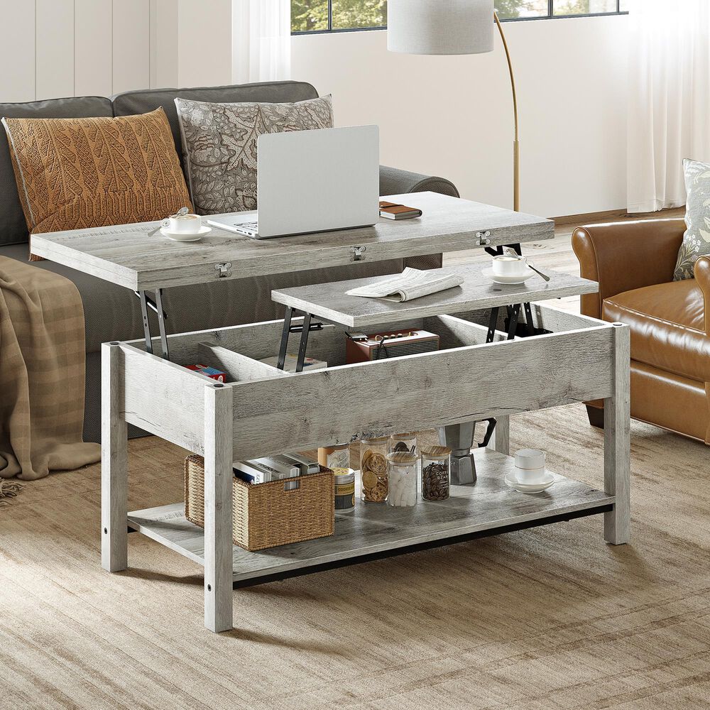 HOMLUX Lift Top Coffee Table in Light Grey, , large