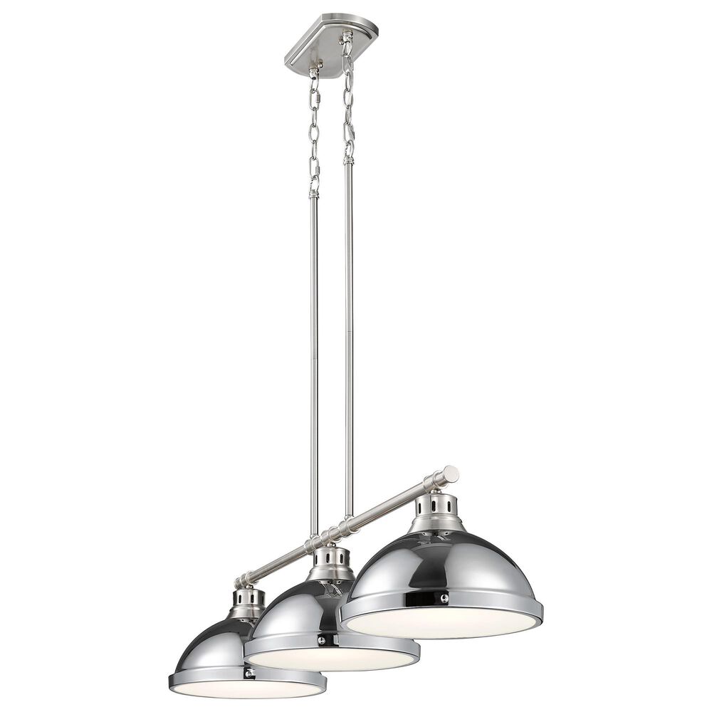 Golden Lighting Duncan 3-Light Pendant with Chrome Shade in Pewter, , large