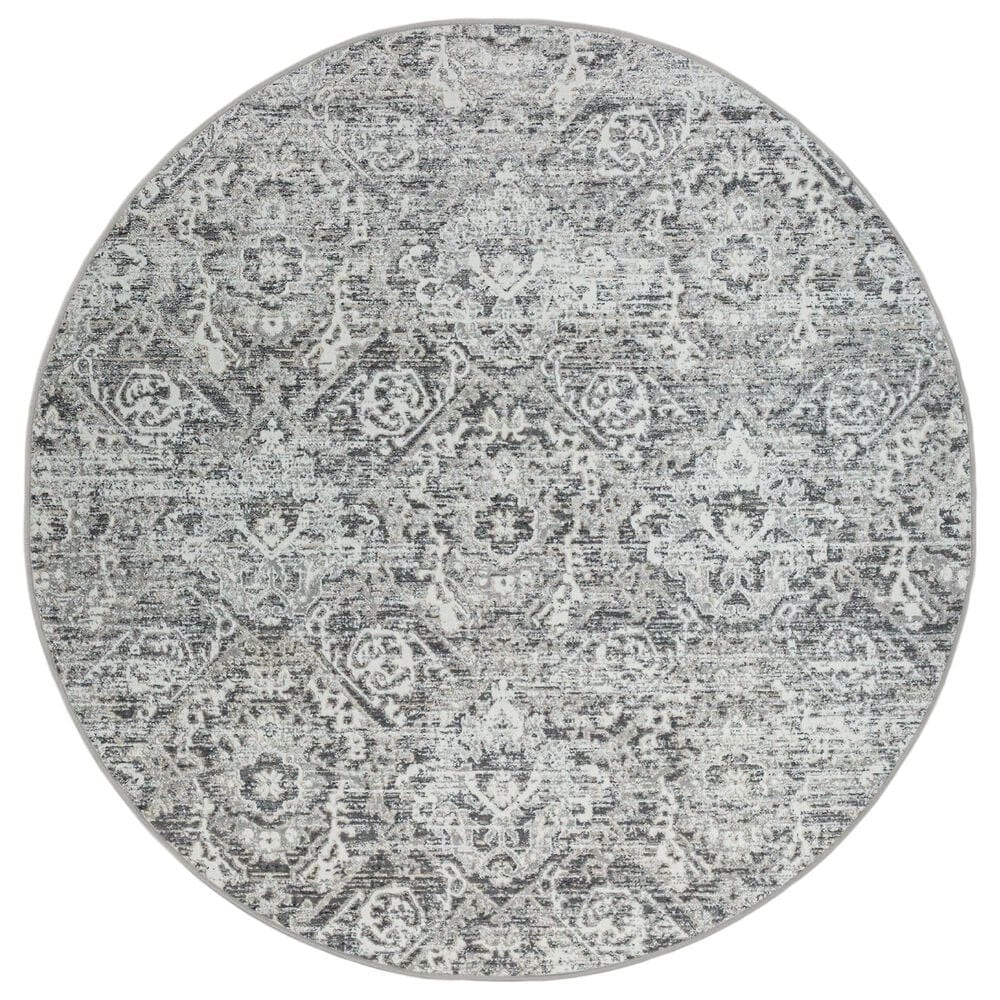 Radici USA Livigno Damask 5"3" Round Grey Area Rug, , large