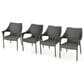 Hearth and Haven Mirage Wicker Stacking Arm Chair in Grey (Set of 4), , large