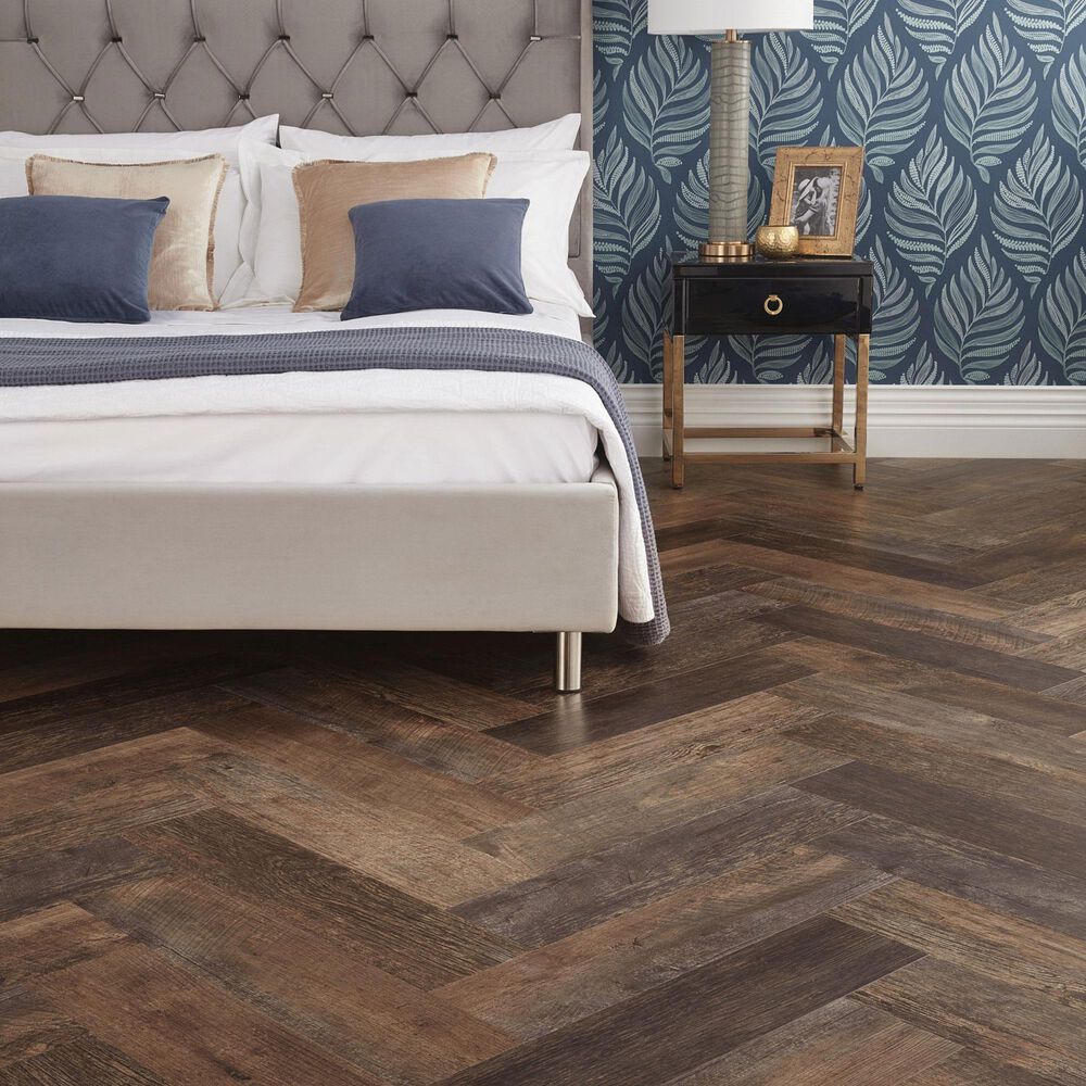 Karndean Korlok Select Salvaged Barnwood 6&quot; x 24&quot; Herringbone Vinyl Plank, , large