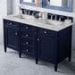 James Martin Vanities Brittany 60" Double Bathroom Vanity in Victory Blue with 3 cm Eternal Jasmine Pearl Quartz Top, , large