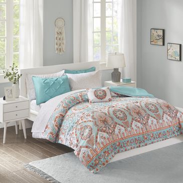 Hampton Park Vinnie 8-Piece Queen Comforter Set in Aqua, , large