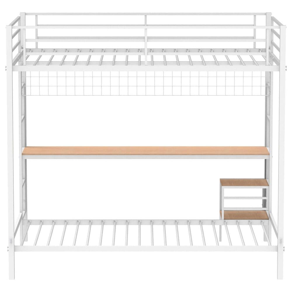 Pacific Landing Bettoni Full Over Twin Bunk Bed in Matte White, , large