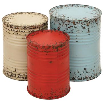 Maple and Jade Farmhouse Accent Table in Red, White and Blue (Set of 3), , large