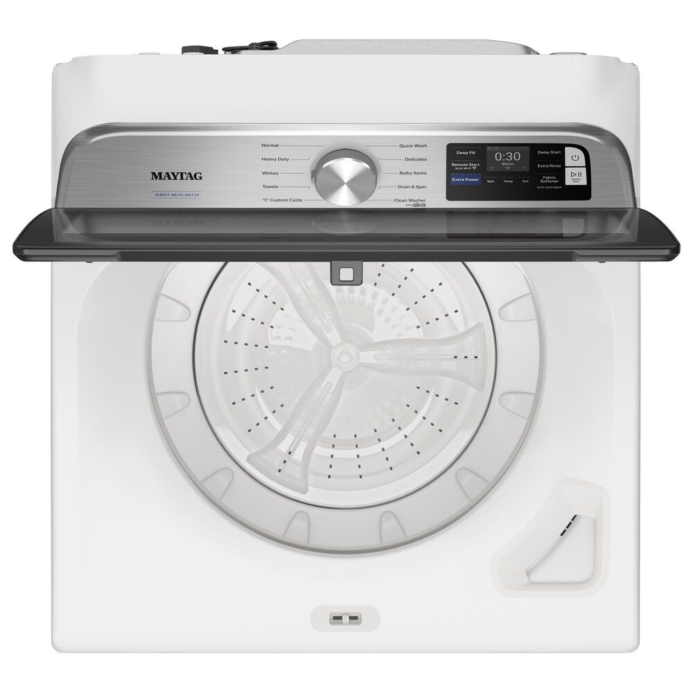 Maytag 5.3 Cu. Ft. Smart Top Load Washer and 7.4 Cu. Ft. Smart Gas Top Load Dryer Laundry Pair in White, , large