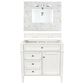 James Martin Vanities Brittany 36" Single Bathroom Vanity in Bright White with 3 cm Eternal Jasmine Pearl Quartz Top and Rectangle Sink, , large