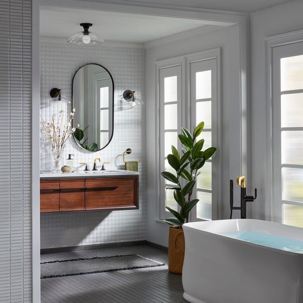 Kohler Tone Widespread Bathroom Sinks in Matte Black and Brushed Moderne Brass, , large