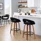 LumiSource Grotto Swivel Counter Stool with Black Velvet Upholstery in Walnut Wood and Black (Set of 2), , large