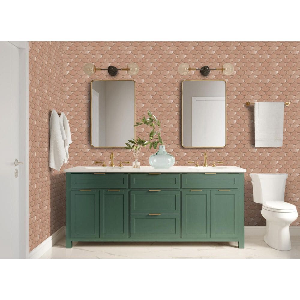 Tempaper Brass Belly 198" x 20.5" Peel and Stick Wallpaper in Blush