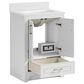 37B Lucerne 24" Single Bathroom Vanity Cabinet in Bright White with Marble Top and Backsplash, , large