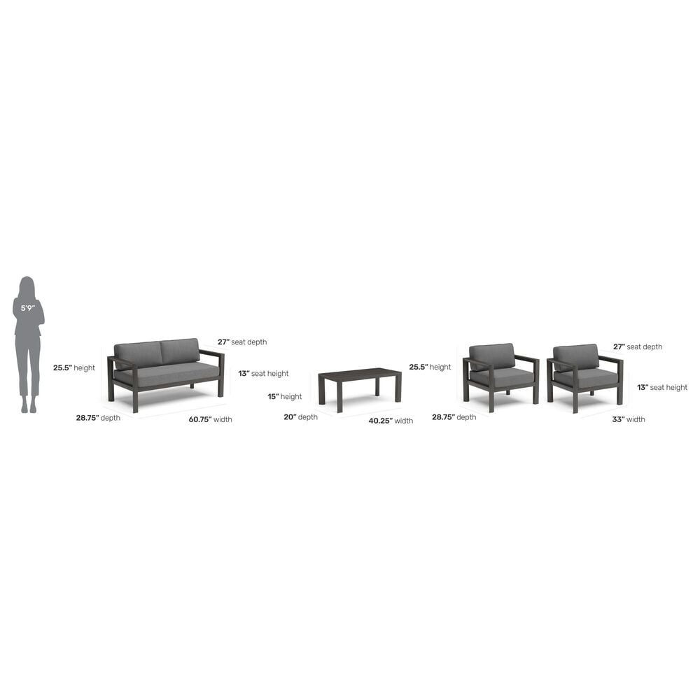 Homestyles Grayton 4-Piece Patio Conversation Set with Loveseat in Gray, , large