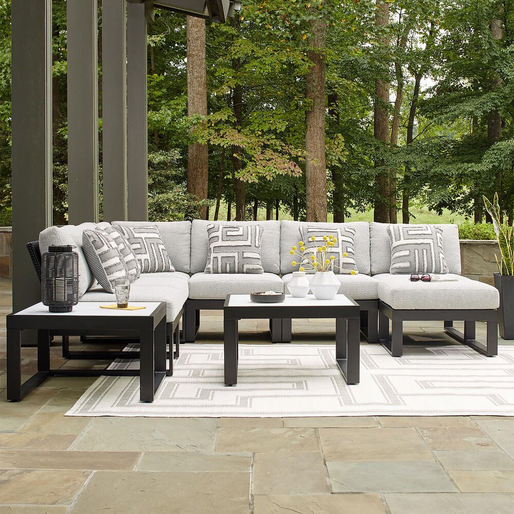 Ashley Beachloft 6-Piece Outdoor Sectional with Table in Gray, , large