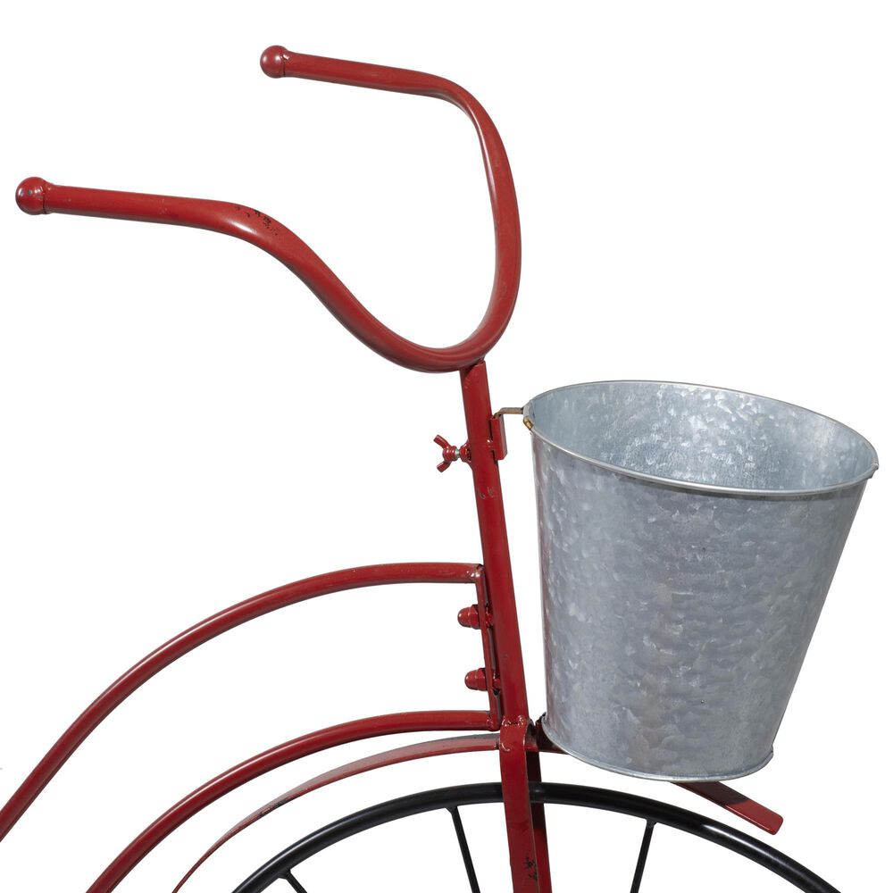 Maple and Jade Metal Bike Indoor/Outdoor Plant Stand in Red, Silver and Black, , large