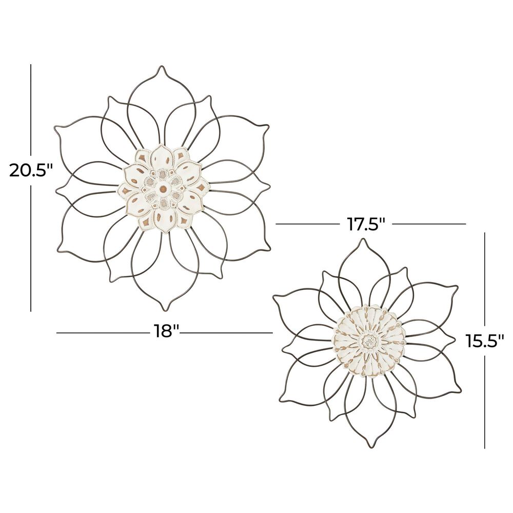Maple and Jade 20.5&quot; x 18&quot; Floral Wall Decor in Black and Beige &#40;Set of 2&#41;, , large