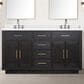Lexora Home Abbey 60" Double Bathroom Vanity in Black Oak with 2 cm White Quartz Top and Rectangular Sinks, , large