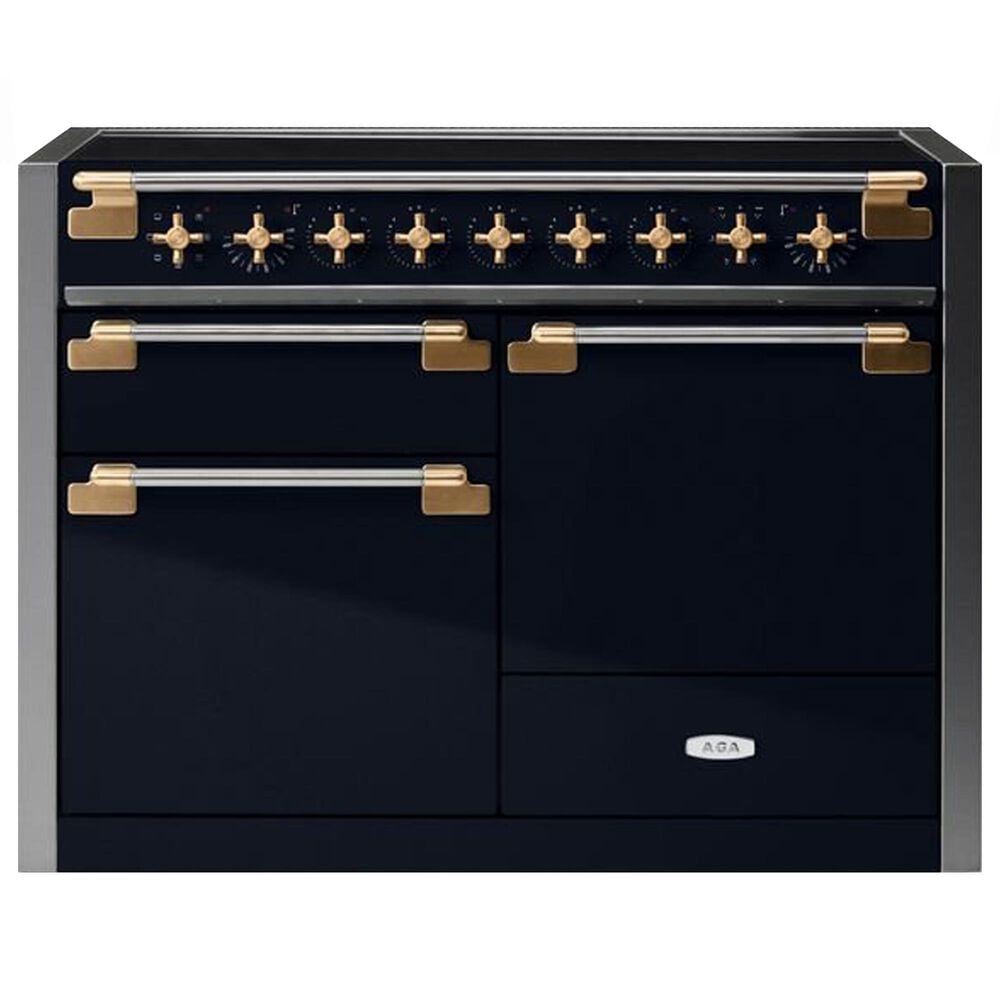 AGA Elise 6 Cu. Ft. 48" Freestanding Dual Fuel Range with Antique Brass Handle and Knobs in Matte Black, , large
