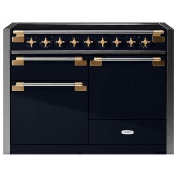 AGA Elise 6 Cu. Ft. 48" Freestanding Dual Fuel Range with Antique Brass Handle and Knobs in Matte Black, , large