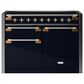 AGA Elise 6 Cu. Ft. 48" Freestanding Dual Fuel Range with Antique Brass Handle and Knobs in Matte Black, , large