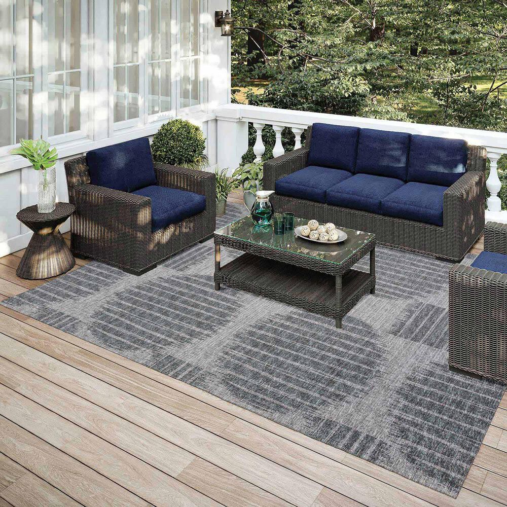 Dalyn Rug Company Sedona Geometric 8&#39; x 10&#39; Pewter Indoor/Outdoor Area Performance Rug, , large