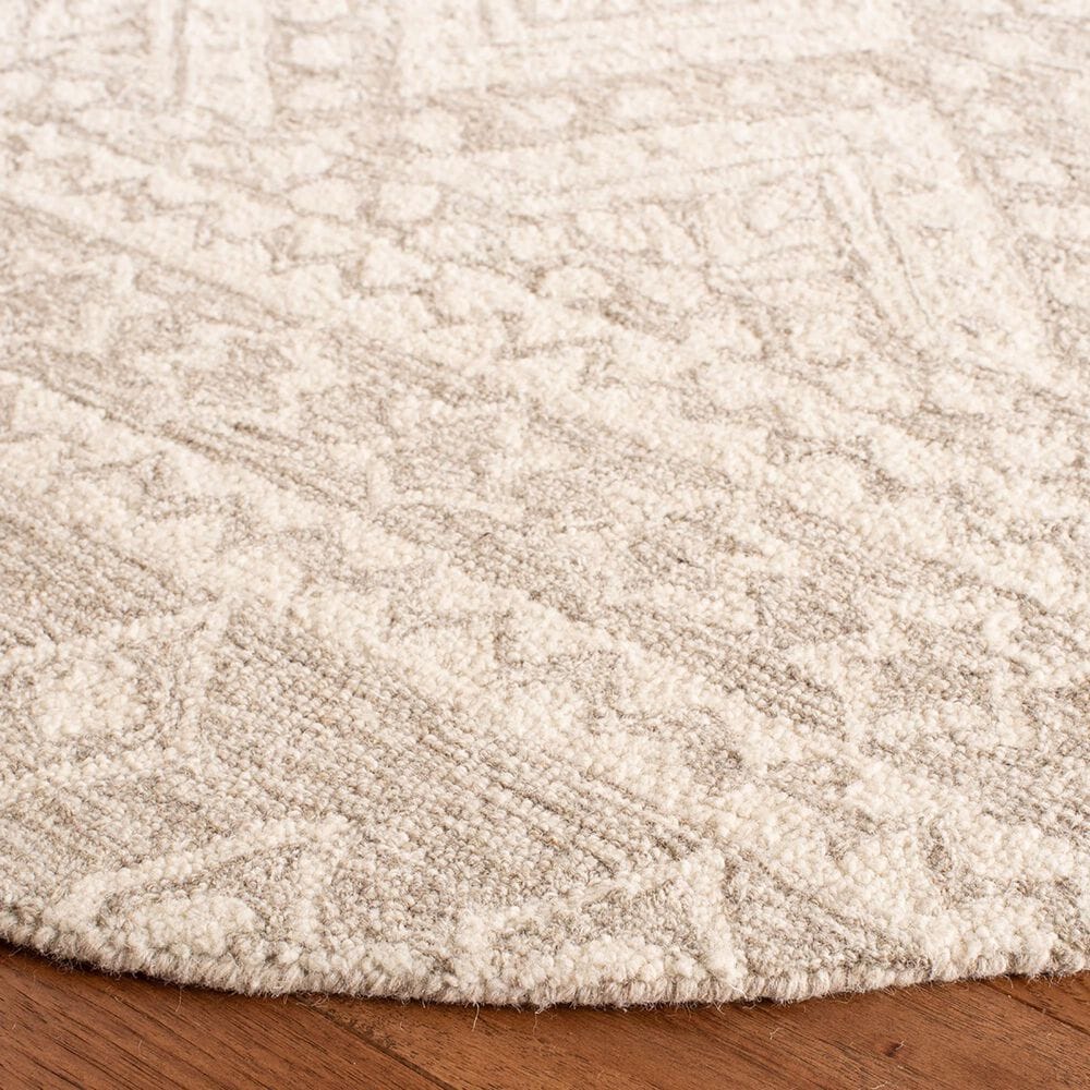 Safavieh Micro-Loop Southwestern 5&#39; Round Beige and Ivory Area Rug, , large