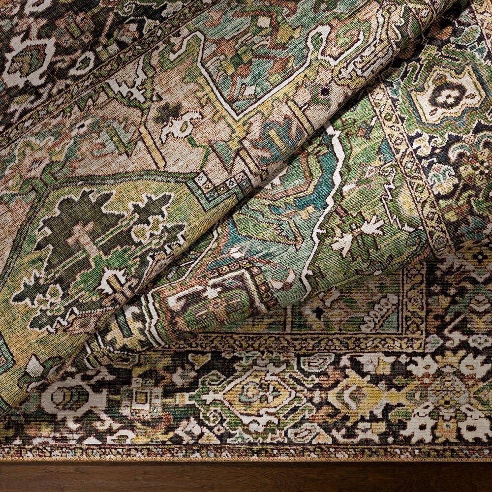 Surya Iris 7&#39;6&quot; x 9&#39;6&quot; Medium Green, Dark Blue, Charcoal, Light Olive, Sage, Light Beige and Cream Area Rug, , large