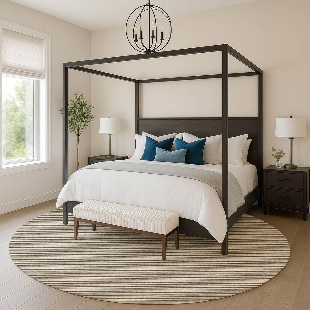 Dalyn Rug Company Soft Essentials Striped Chocolate 8' Round Indoor/Outdoor Area Rug, , large