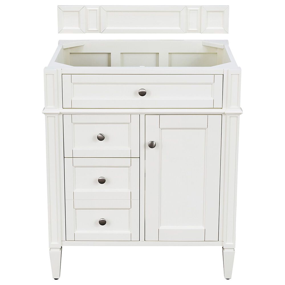 James Martin Vanities Brittany 30&quot; Single Bathroom Vanity in Bright White with 3 cm Eternal Jasmine Pearl Quartz Top and Rectangle Sink, , large