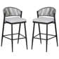 Hearth and Haven 30" Outdoor Barstool with Teak Frame in Light Gray (Set of 2), , large