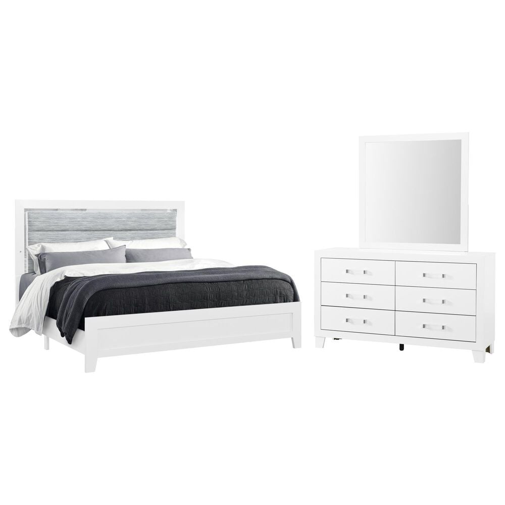 Global Furniture USA Luccia 3-Piece Queen Panel Bedroom Set in White, , large
