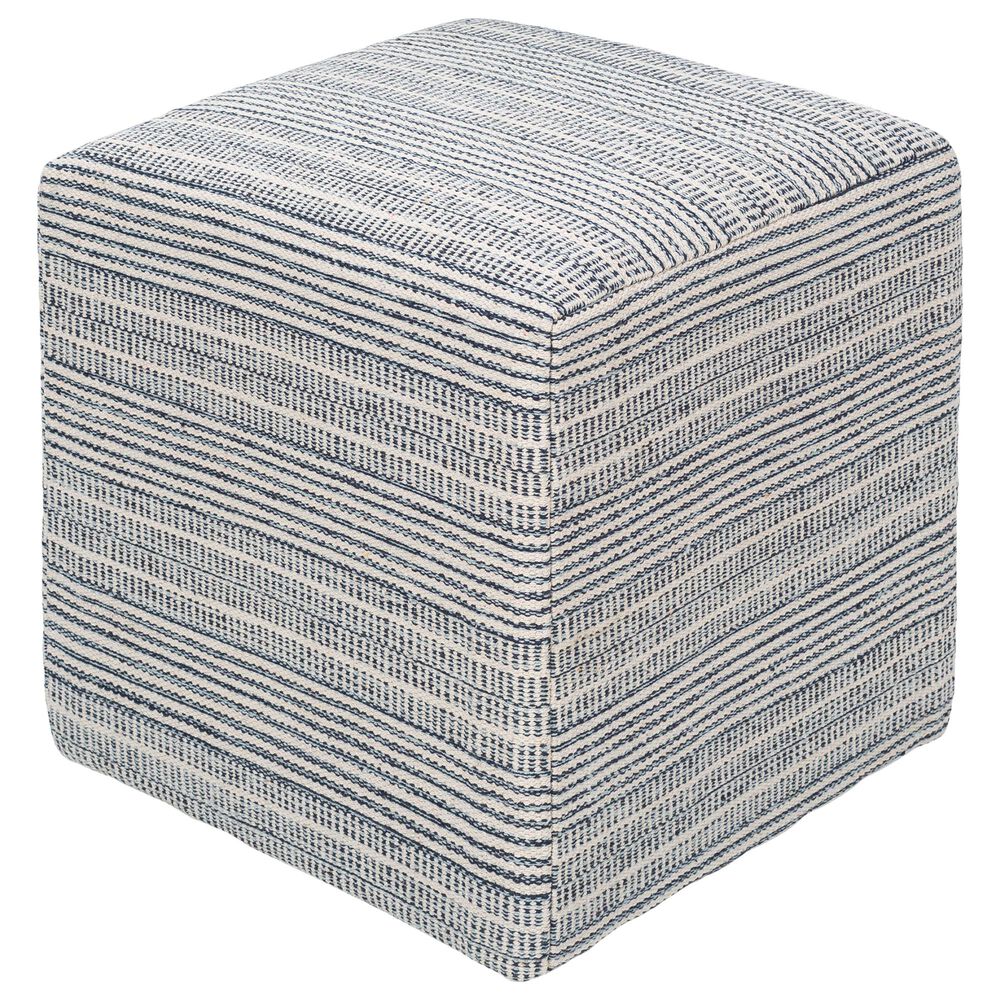 Surya Inc Ryder Pouf in Bright Blue/Ivory, , large