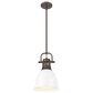 Golden Lighting Duncan 1-Light Small Pendant with Rod and Matte White Shade in Rubbed Bronze, , large