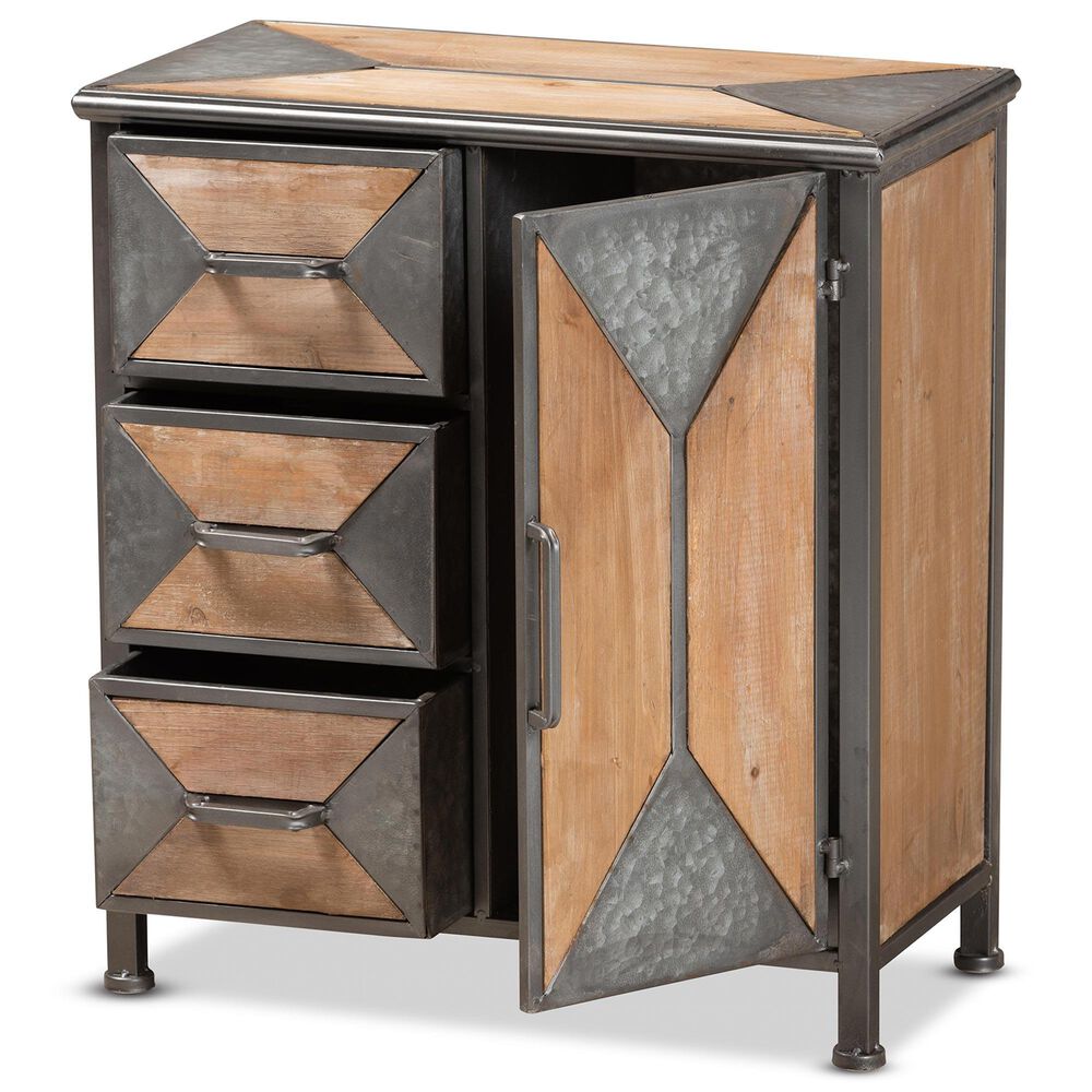 Baxton Studio Laurel 3-Drawer Accent Storage Cabinet in Whitewashed Oak Brown and Antique Grey, , large