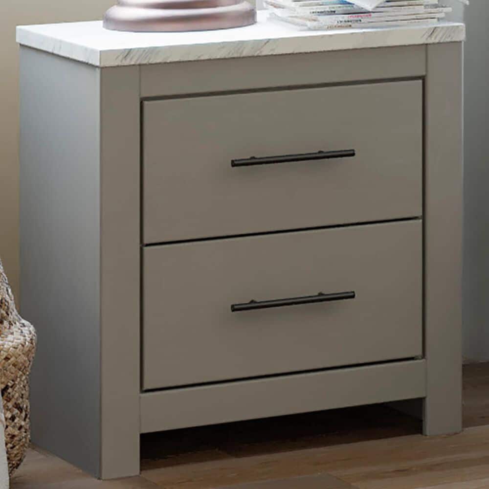 Ashley Cottonburg 2 Drawer Nightstand in Light Gray and White, , large