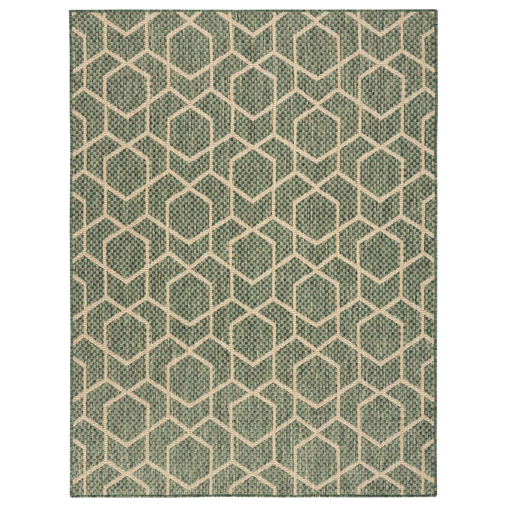 Nourison Horizon HOZ01 Green 5" x 7" Indoor/Outdoor Area Rug, , large