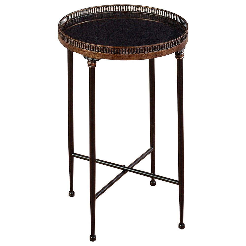 Maple and Jade Industrial Accent Table in Black and Antique Gold, , large
