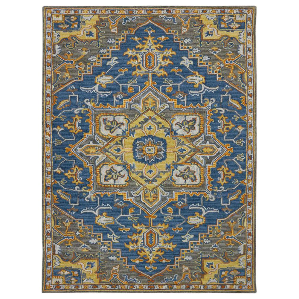 Amer Rugs Boho 7"6" x 9"6" Blue and Yellow Area Rug, , large