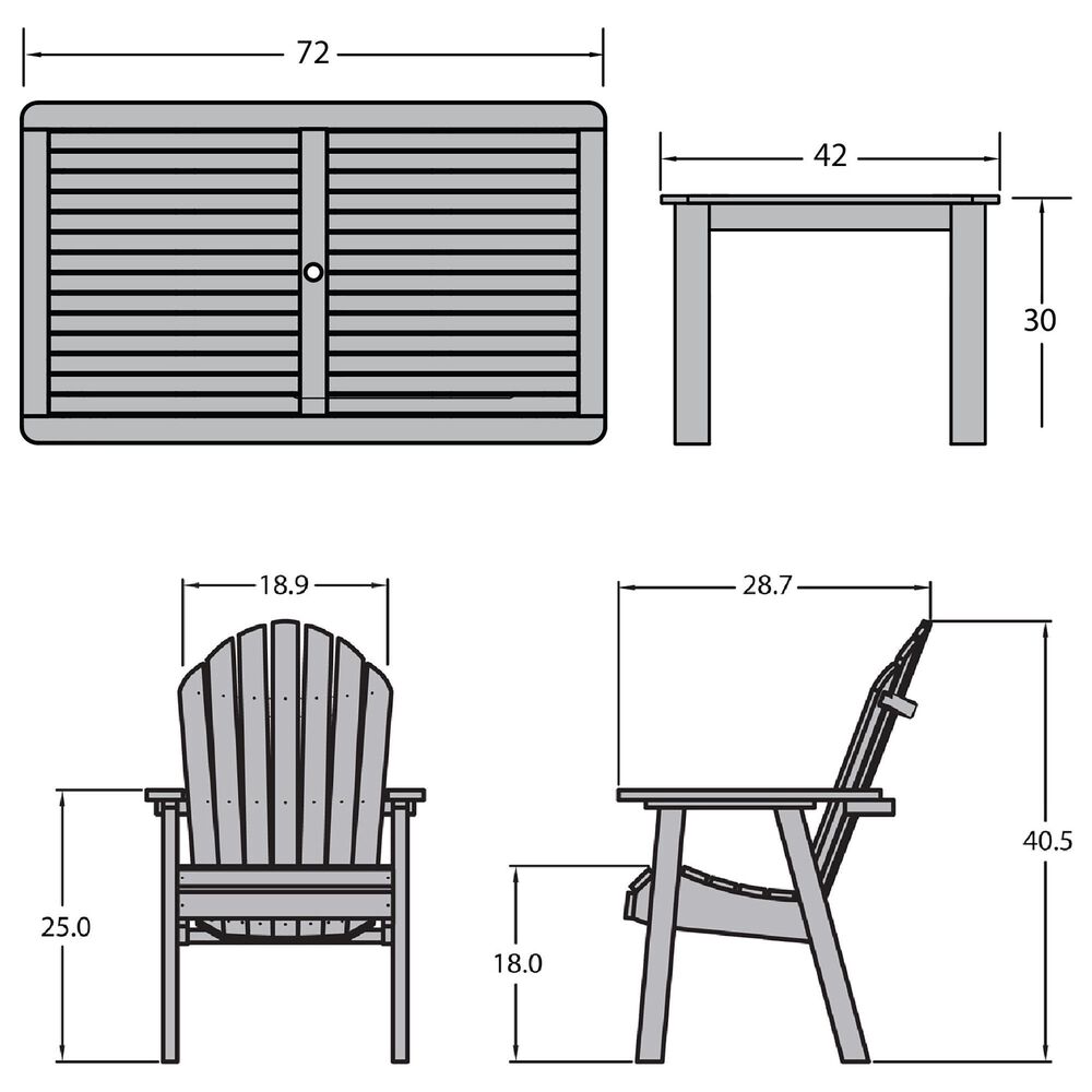 Highwood USA Hamilton 7-Piece Patio Dining Set in Weathered Acorn Finish, , large