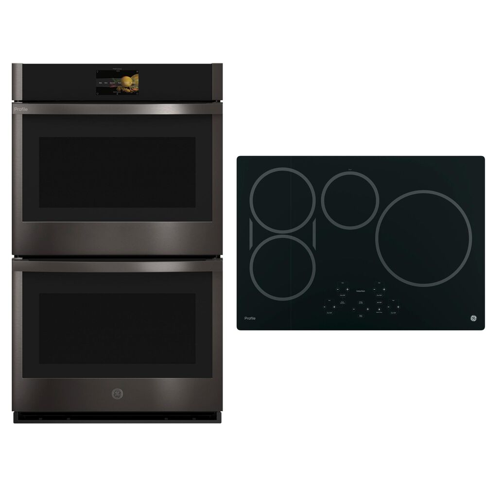 GE Profile 30" Induction Cooktop with 30" Built-In Convection Double Wall Oven in Black Stainless Steel, , large