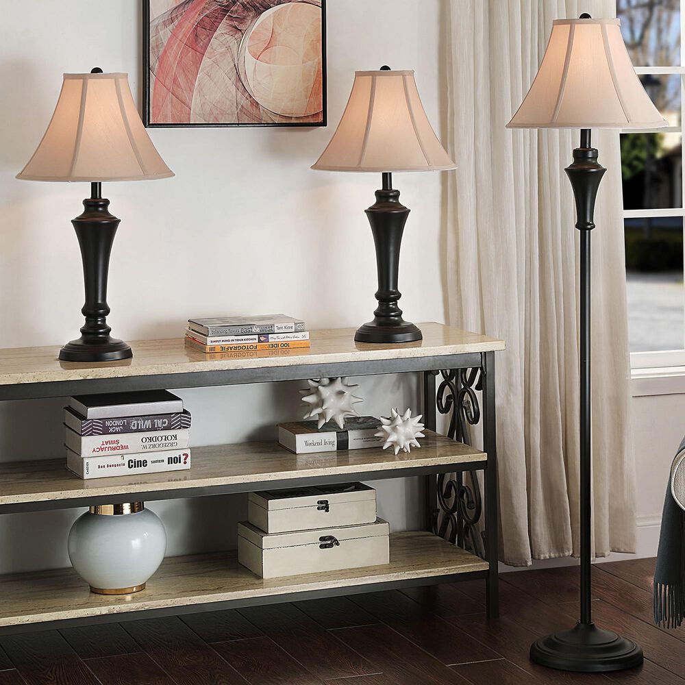 Stylecraft Lamps 3-Piece Lamp Set in Aged Bronze Steel, , large