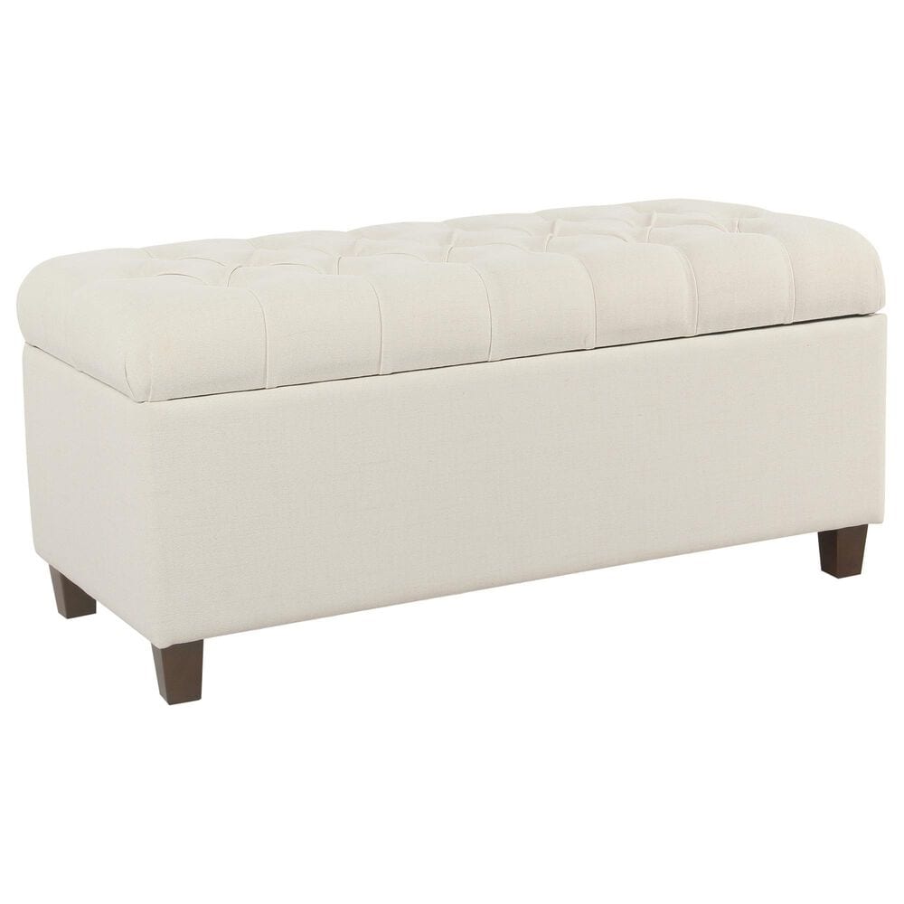 Kinfine Ainsley Storage Bench with Neutral Cushion in Dark Walnut, , large